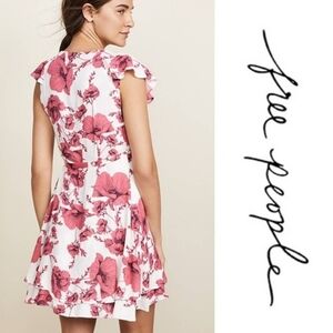 Free people French quarter floral wrap mini dress ruffle fairy feminine medium
